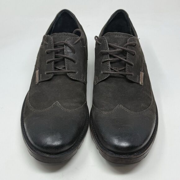 Clarks Denton Dane Derby Shoes Mens 10 M Brown Nubuck Leather Wingtip Oxford - Picture 5 of 15